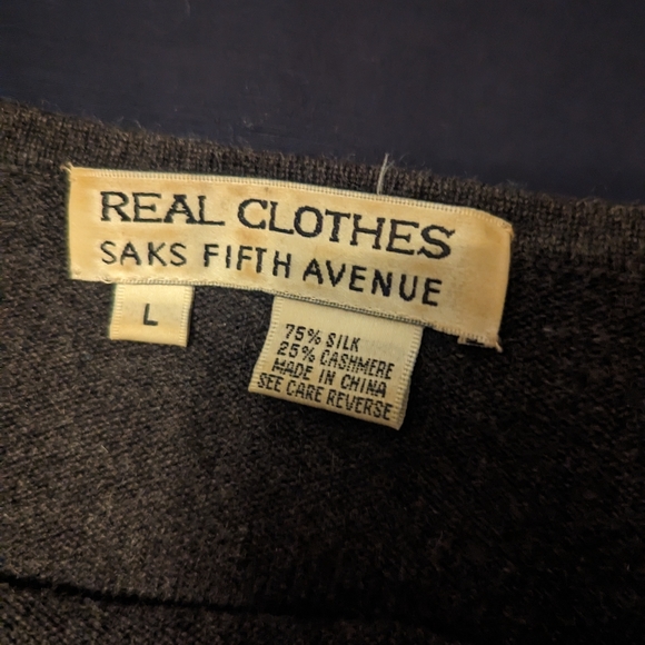 Saks charcoal grey boat neck sweater cashmere - Picture 3 of 4